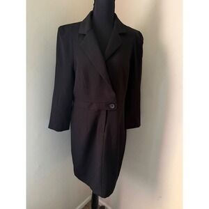 MARK Black Blazer Dress Double Breasted Lapel Collar Button Front Midi Large